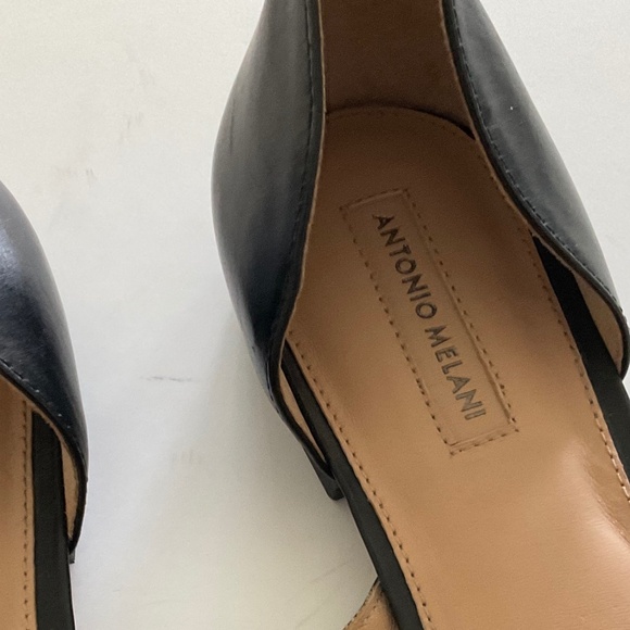 ANTONIO MELANI Noora Black Sleek Pointed Toe Leather Flats Size 11 - Picture 2 of 7